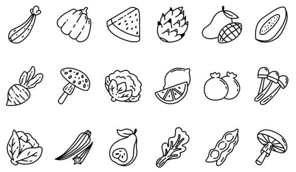 Black White Line Vegetable Icons: Strategic Design for Clear Communication and Lasting Impact
