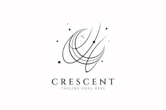 Crescent Moon Logo Abstract Line Art