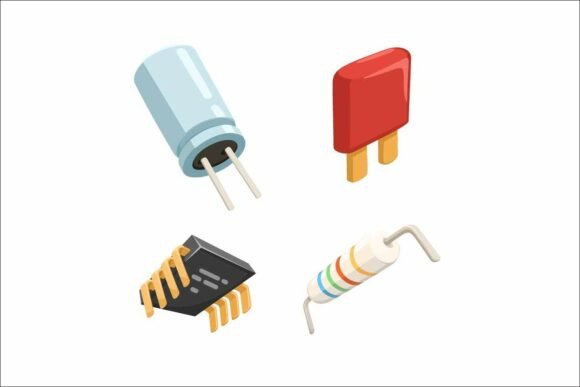 Electronic Components Set Vector for Creators