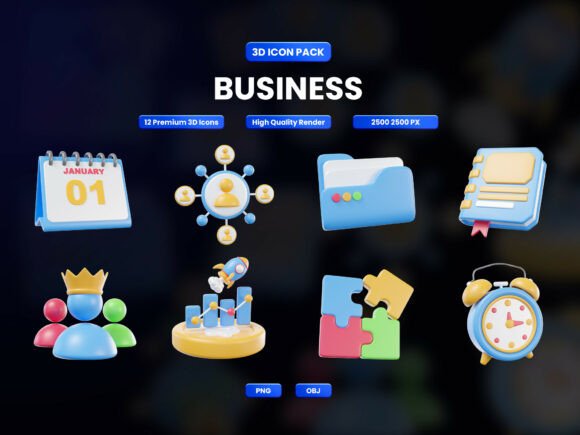 Elevate Your Brand with the Business 3D Icon Pack