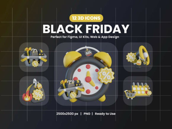 Elevate Your Campaigns with the Black Friday 3D Icon Pack