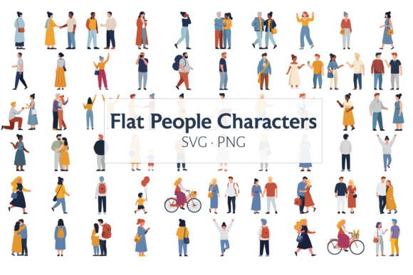 Flat People Characters Vector Set: Versatile Design Asset for Modern Creative Projects