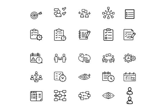 Planning Outline Icon Set: A Versatile Tool for Business Strategy and Productivity