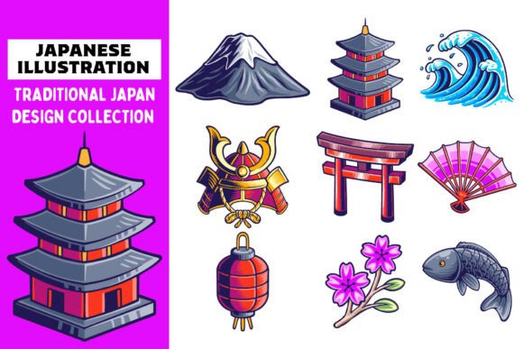Set Japanese Culture Traditional for Design Projects