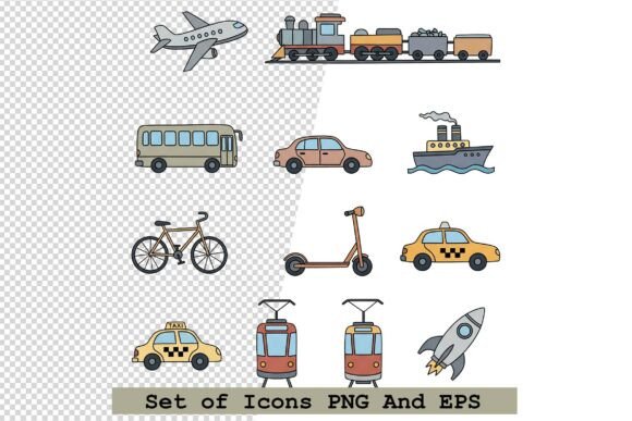 Set of Transport Icons Vector for Modern Design