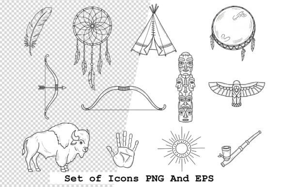 Set of Tribal Icons Vector Illustration