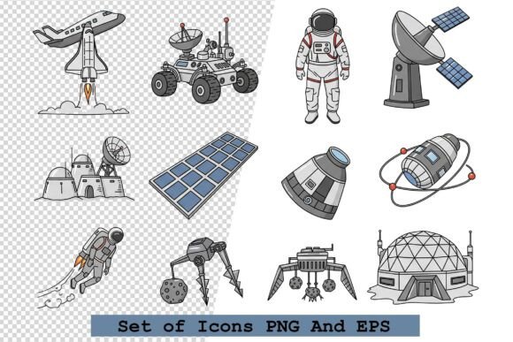 Space Technology Icons Vector Set