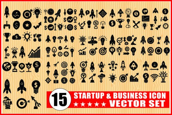 Startup Business Icon Vector Set: Modern Visual Assets for Branding and Design