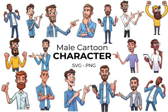 The Creative Potential of a Male Cartoon Character Set for Modern Design Workflows